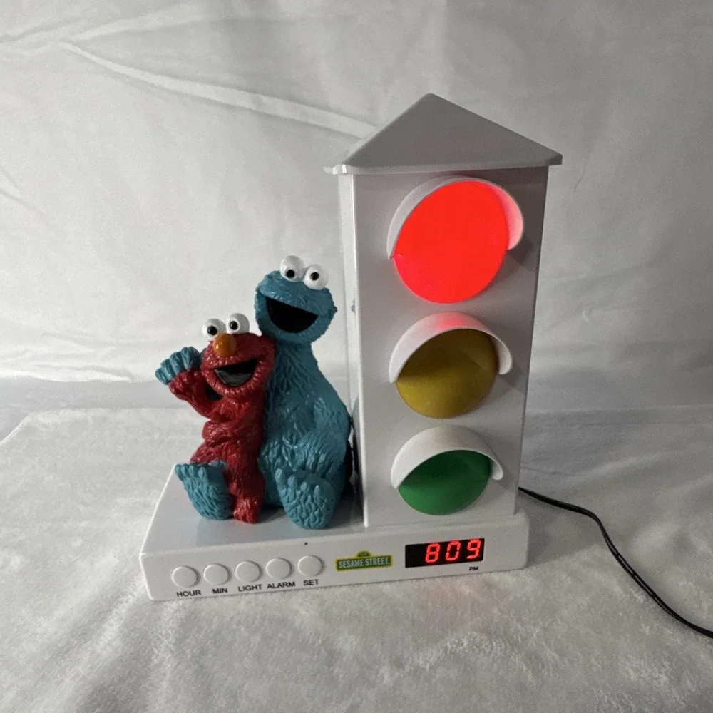 Sesame Street Elmo & Cookie Monster Traffic Light Digital Alarm Night Light